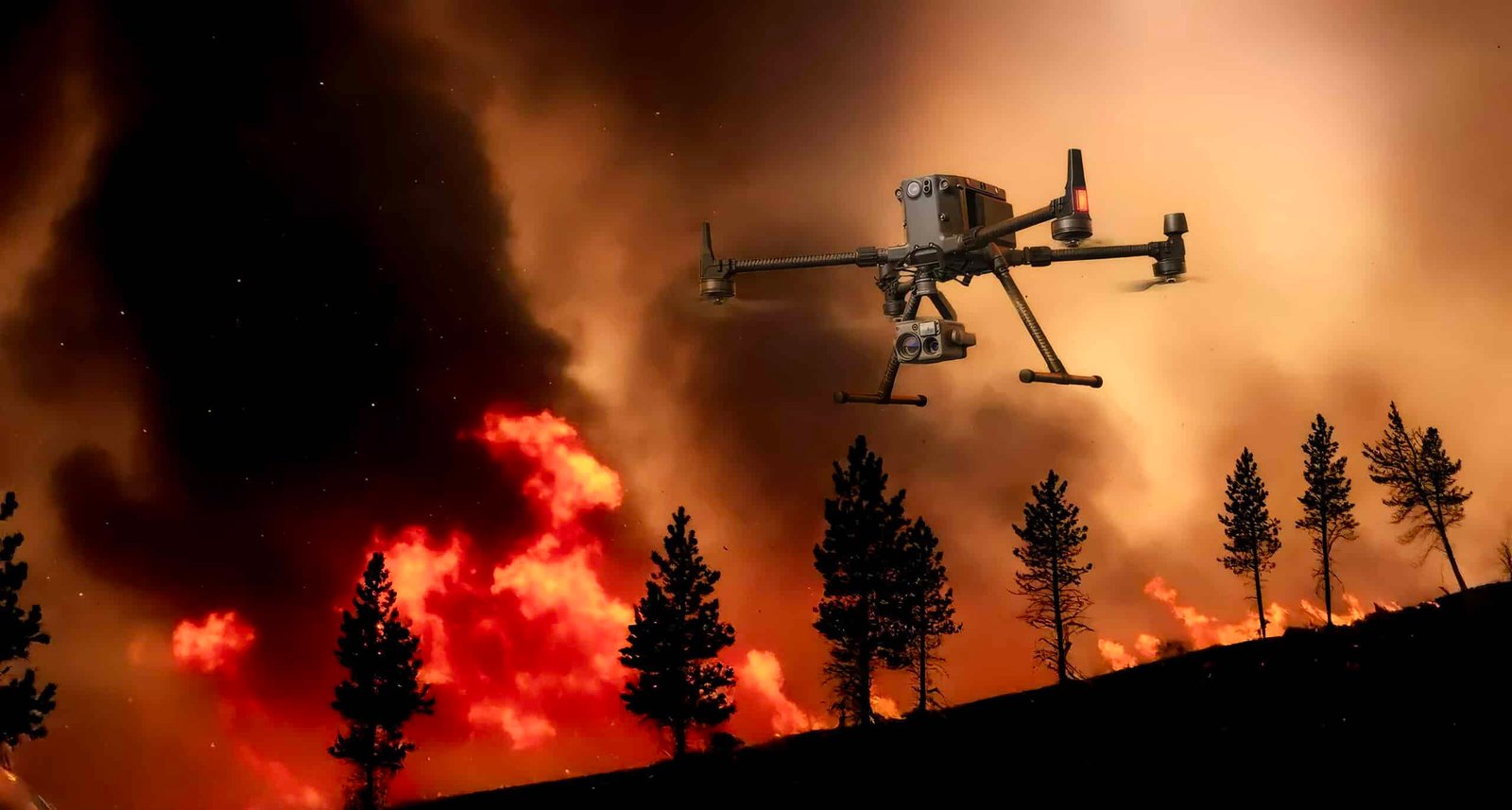 Intervention par drone thermique lors d'un incendie de forêt au Maroc